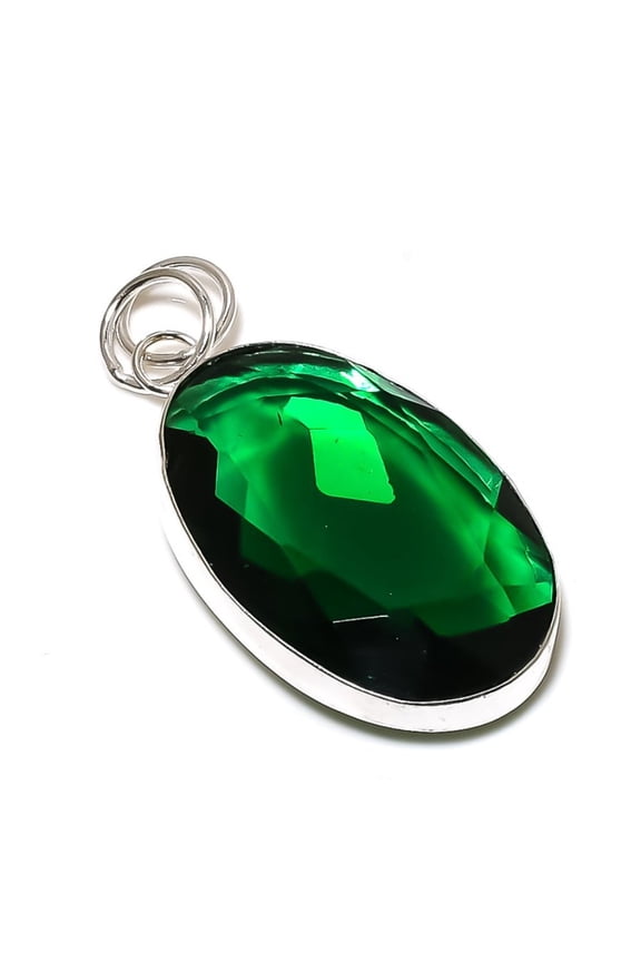 Natural Chrome Diopside Gemstone 925 Sterling Silver Gift Pendant 2.17"