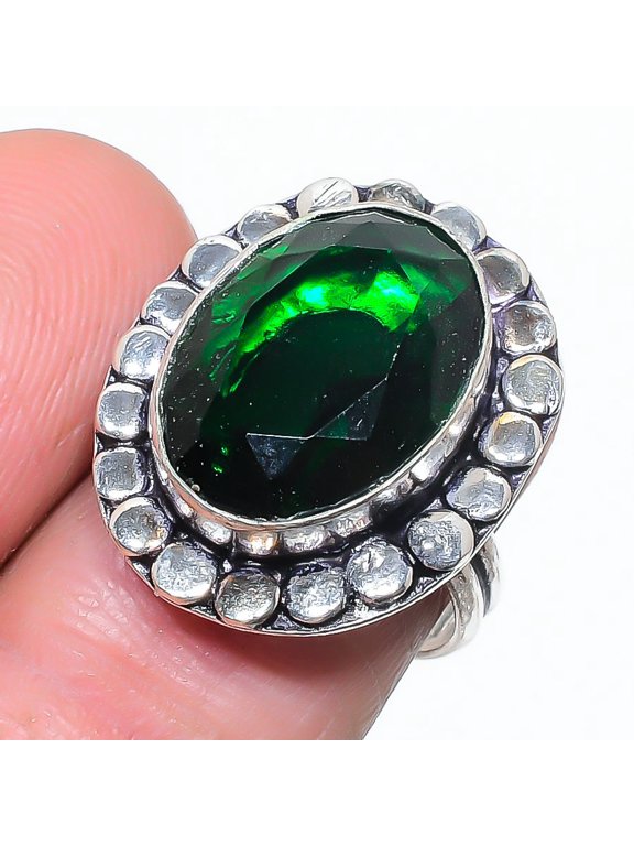 Natural Chrome Diopside Gemstone 925 Sterling Silver Jewelry Ring Size 7.5