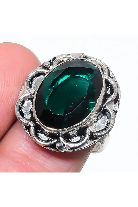 Natural Chrome Diopside Gemstone 925 Sterling Silver Jewelry Ring Size 7.5