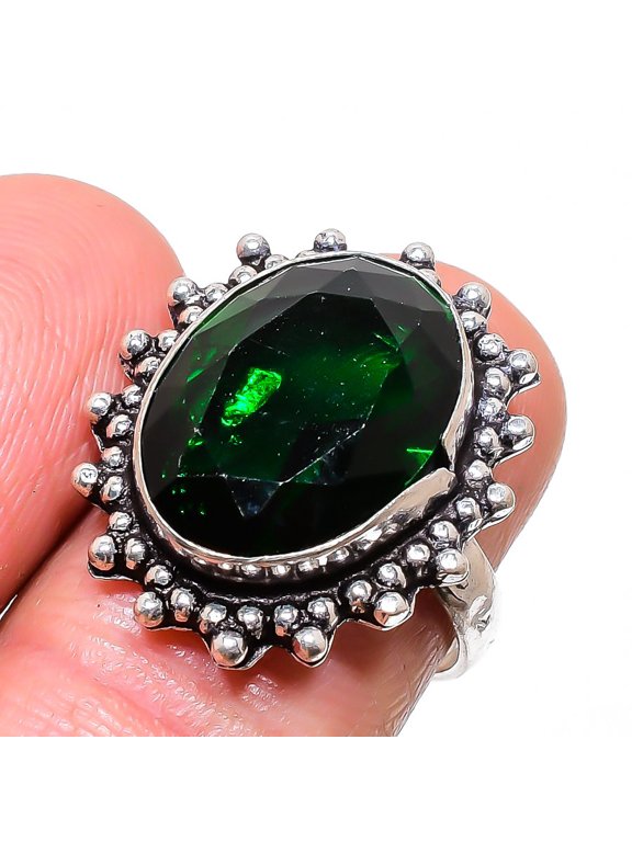 Natural Chrome Diopside Gemstone 925 Sterling Silver Jewelry Ring Size 7.5