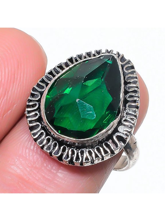 Natural Chrome Diopside Gemstone 925 Sterling Silver Jewelry Ring Size 8