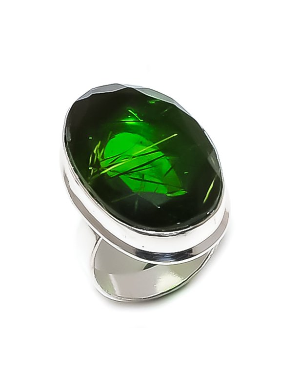 Natural Chrome Diopside Gemstone 925 Sterling Silver Jewelry Ring Size 8