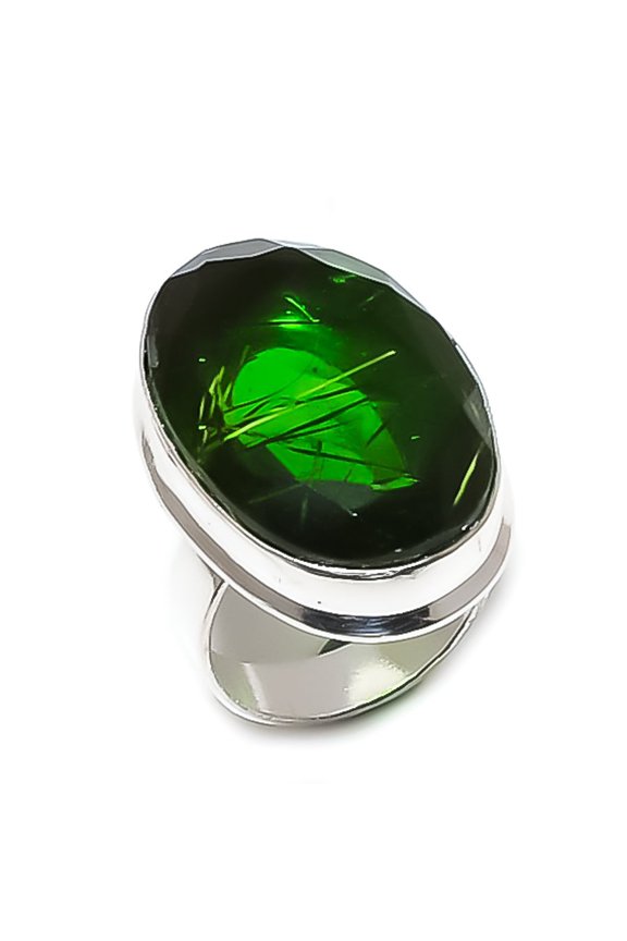 Natural Chrome Diopside Gemstone 925 Sterling Silver Jewelry Ring Size 8