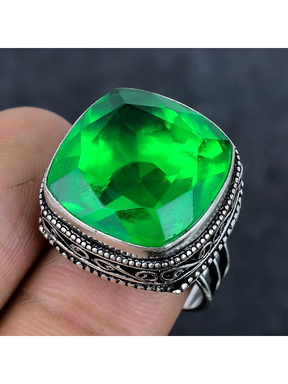 Natural Chrome Diopside Gemstone 925 Sterling Silver Jewelry Ring Size 9
