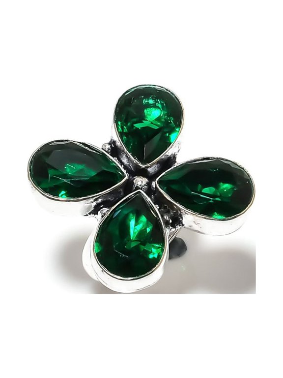 Natural Chrome Diopside Gemstone 925 Sterling Silver Ring Size Adjustable