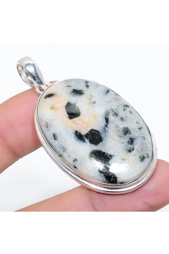 Natural Chrome Diopside Gemstone Handmade 925 Sterling Silver Pendant 2.05"