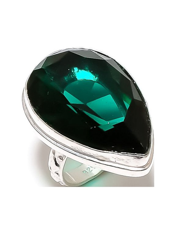 Natural Chrome Diopside Gemstone Handmade 925 Sterling Silver Ring Size 6.5