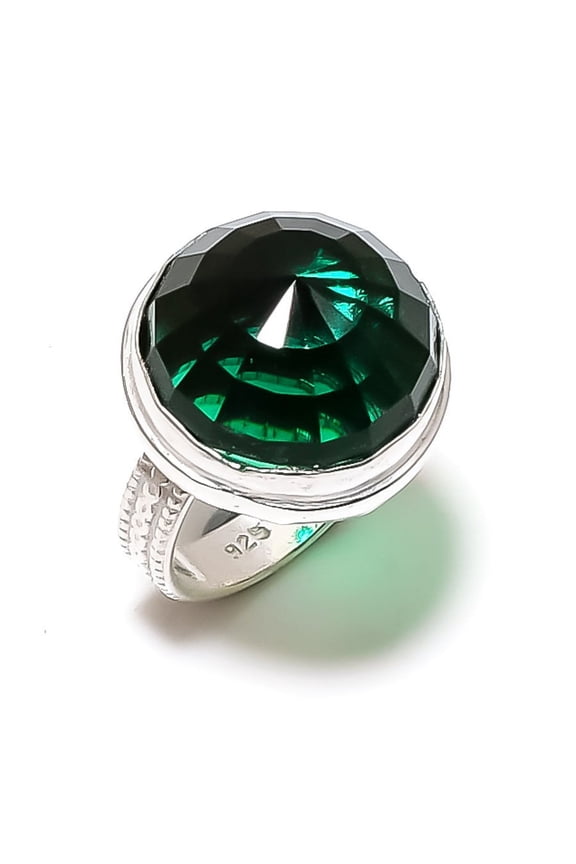 Natural Chrome Diopside Gemstone Handmade 925 Sterling Silver Ring Size 7