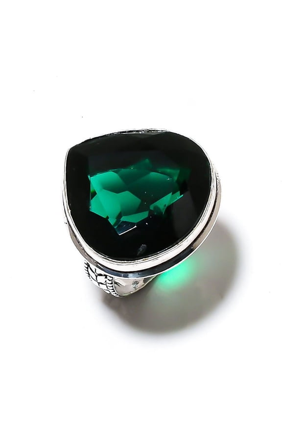 Natural Chrome Diopside Gemstone Handmade 925 Sterling Silver Ring Size 8.5