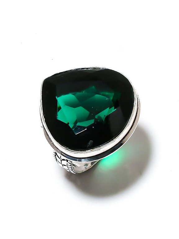 Natural Chrome Diopside Gemstone Handmade 925 Sterling Silver Ring Size 8.5