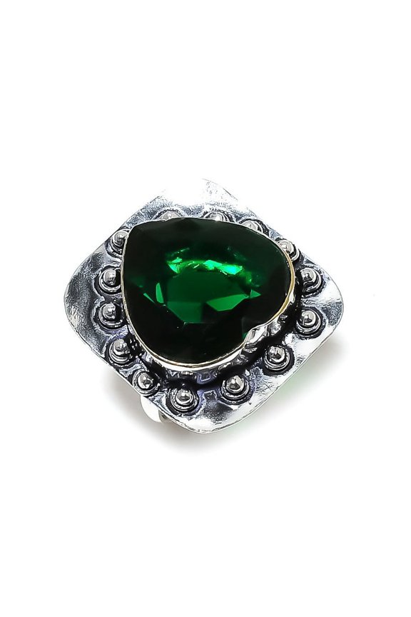 Natural Chrome Diopside Gemstone Handmade 925 Sterling Silver Ring Size 9.5