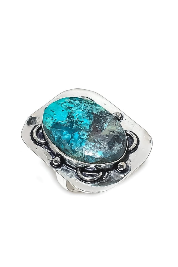 Natural Chrysocolla Gemstone 925 Sterling Silver Jewelry Ring Size 6.5