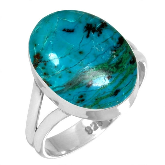 Natural Chrysocolla Ring 925 Sterling Silver Handmade Jewelry