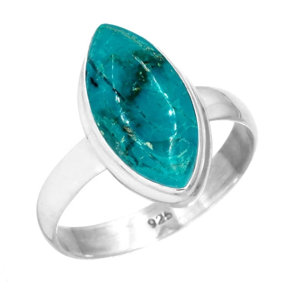Natural Chrysocolla Ring 925 Sterling Silver Handmade Jewelry