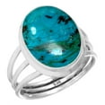 thumbnail image 1 of Natural Chrysocolla Ring 925 Sterling Silver Handmade Jewelry, 1 of 6