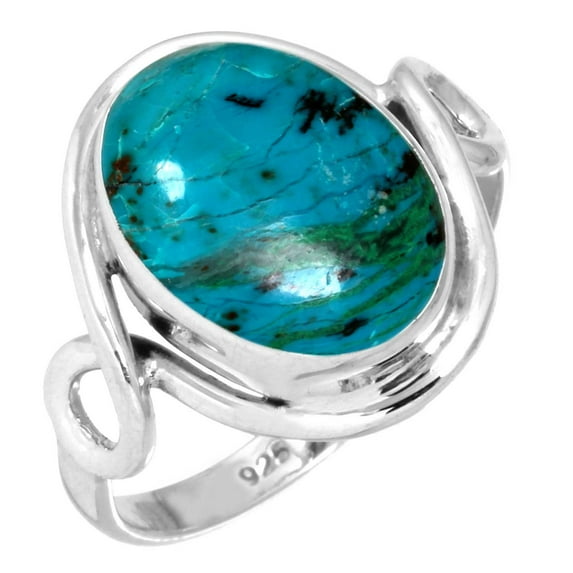 Natural Chrysocolla Ring 925 Sterling Silver Handmade Jewelry