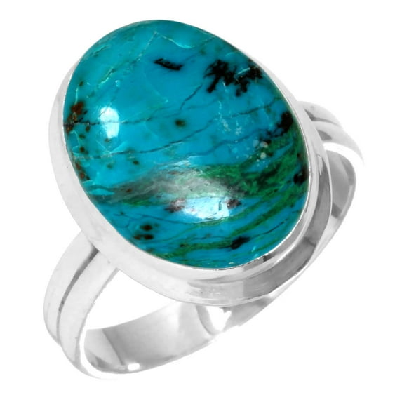 Natural Chrysocolla Ring 925 Sterling Silver Handmade Jewelry