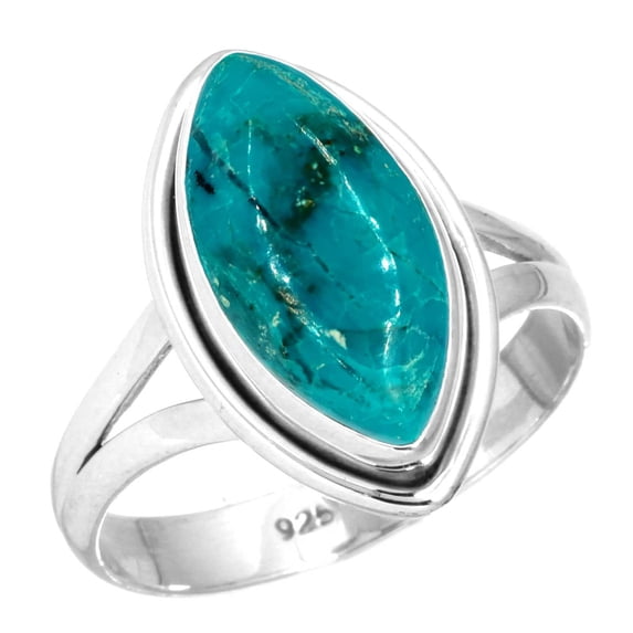 Natural Chrysocolla Ring 925 Sterling Silver Handmade Jewelry