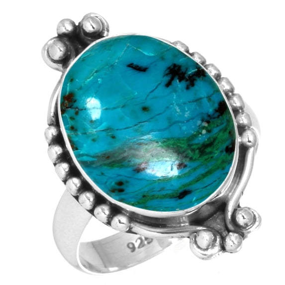 Natural Chrysocolla Women Jewelry 925 Sterling Silver Ring