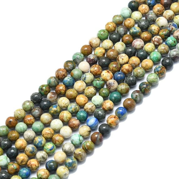 Natural Chrysocolla and Lazuli Beads Strands Round 6mm Hole: 0.8mm 63pcs/strand 15.55 inch(39.5cm)