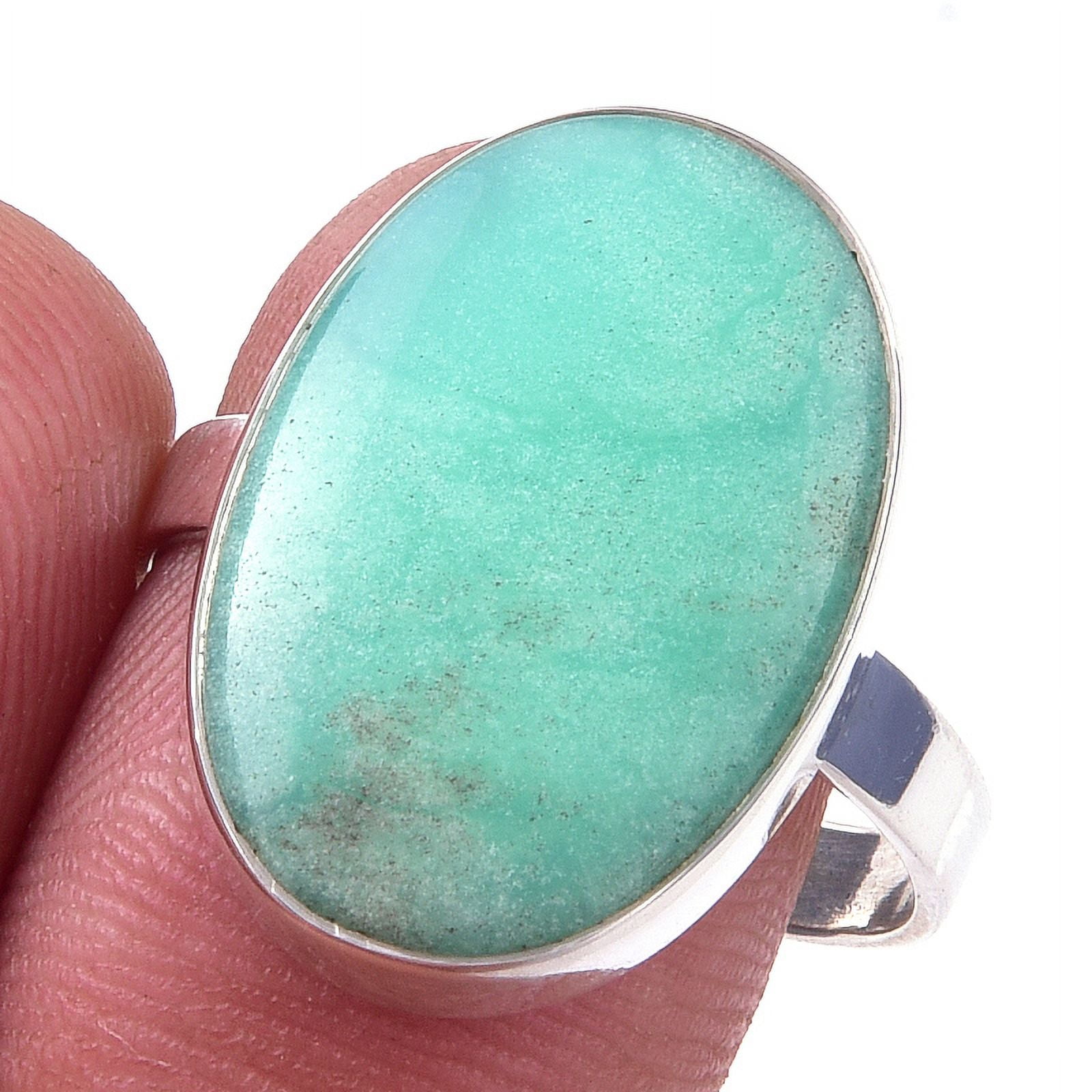 DIVINESILVERUSAINC Natural Chrysoprase Gemstone Handmade 925 Solid Sterling Silver Ring S.9.5