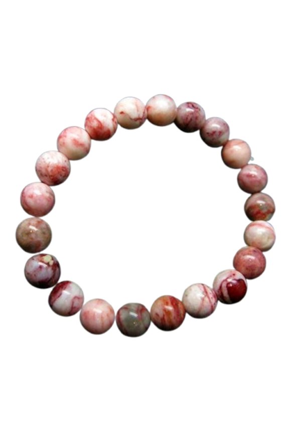 Natural Cinnabar 10mm Round Shape Smooth Cut Beads Stretchable Bracelet For Men & Women. Unisex Bracelet