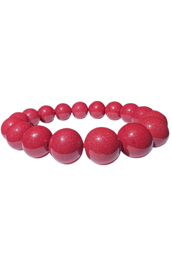Natural Cinnabar 10mm Round Shape Smooth Cut Beads Stretchable Bracelet For Men & Women. Unisex Bracelet