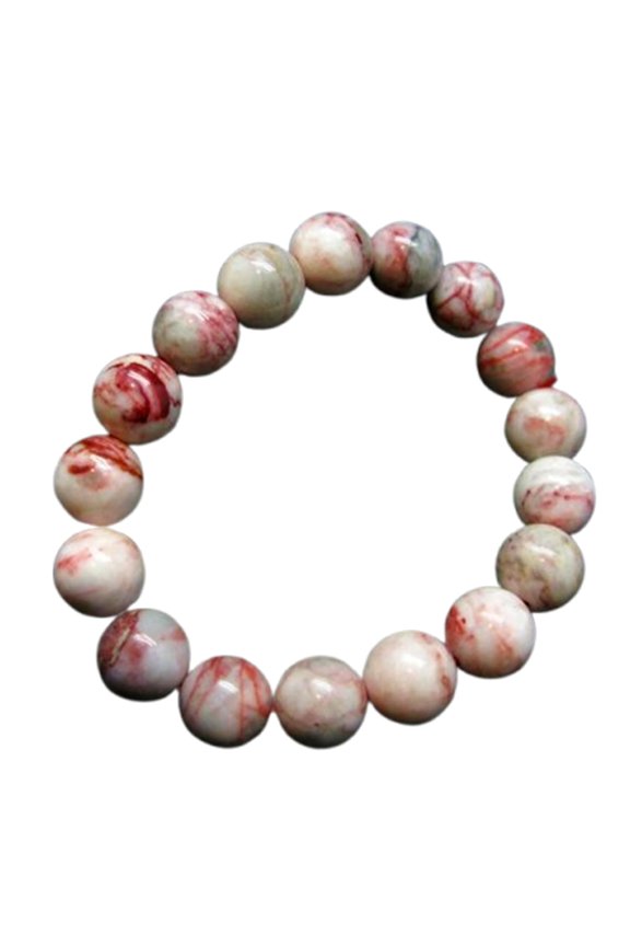 Natural Cinnabar 12mm Round Shape Smooth Cut Beads Stretchable Bracelet For Men & Women. Unisex Bracelet