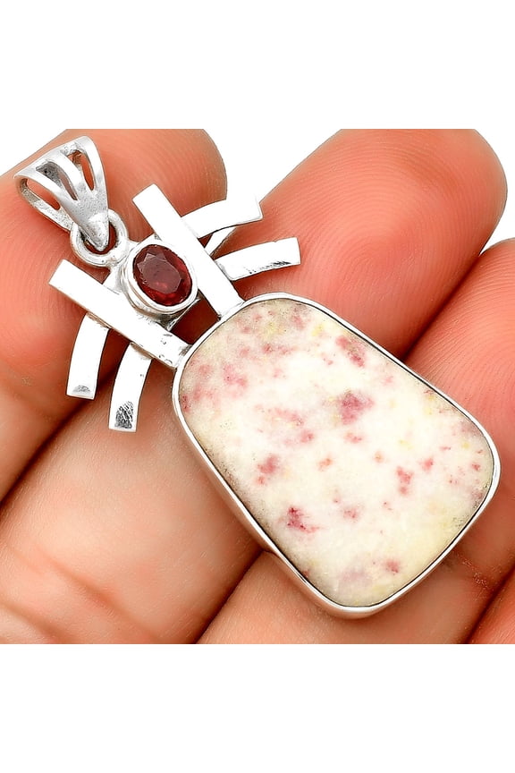 Natural Cinnabar & Garnet 925 Sterling Silver Pendant Jewelry P-1046 SDP134049