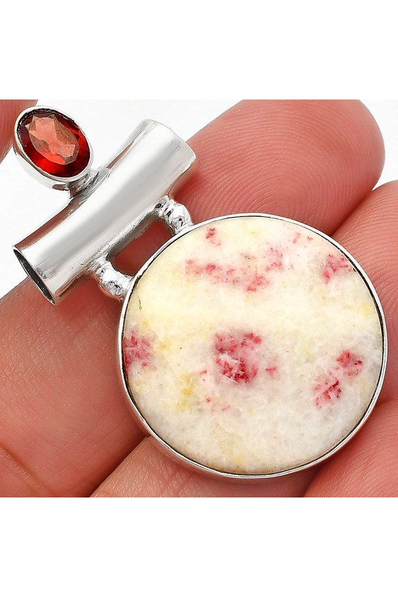 Natural Cinnabar & Garnet 925 Sterling Silver Pendant Jewelry P-1279 SDP147185