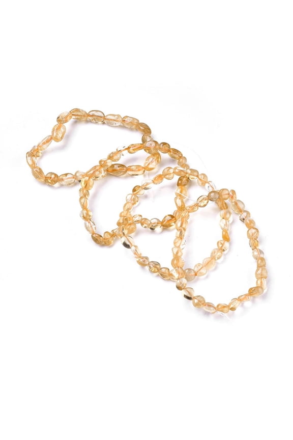 Natural Citrine Bead Stretch Bracelets Tumbled Stone Nuggets Inner Diameter: 2~2-1/4 inch(5.2~5.6cm)