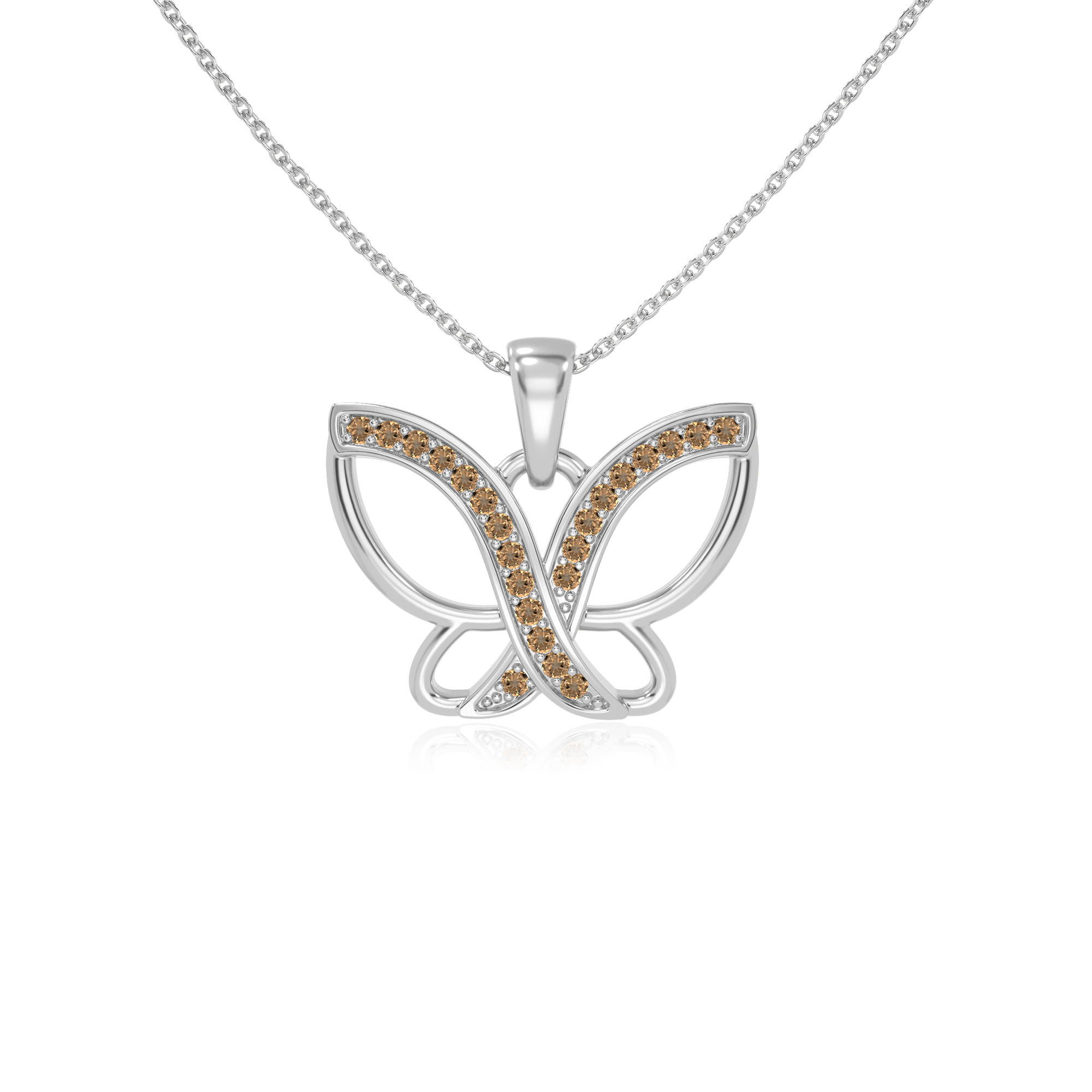 Natural Citrine Butterfly Pendant Necklaces for Women in Sterling Silver, November Birthstone Jewelry Gifts for Her Birthday, Wedding Anniversary, Graduation, Christmas, Mothers Day, Valentines