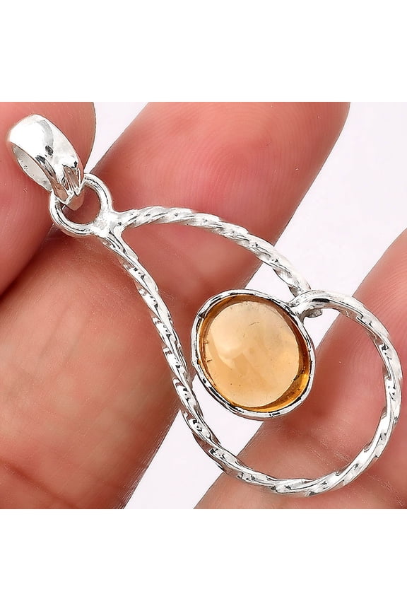 Natural Citrine Cab 925 Sterling Silver Pendant Jewelry P-1003 SDP154966