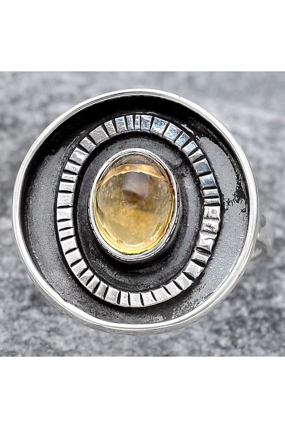 Natural Citrine Cab 925 Sterling Silver Ring s.7 Jewelry R-1080 SDR245580