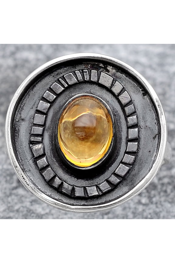 Natural Citrine Cab 925 Sterling Silver Ring s.8 Jewelry R-1080 SDR245573