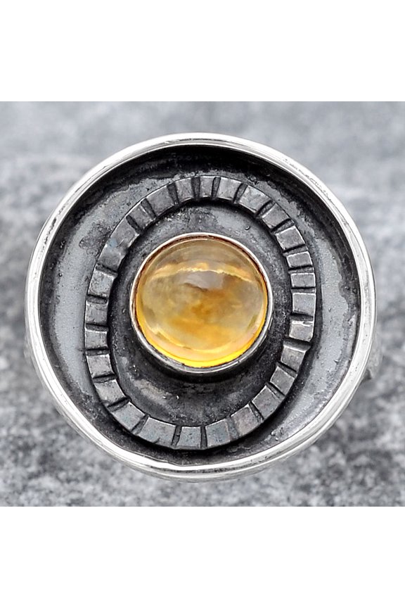 Natural Citrine Cab 925 Sterling Silver Ring s.8 Jewelry R-1080 SDR245616