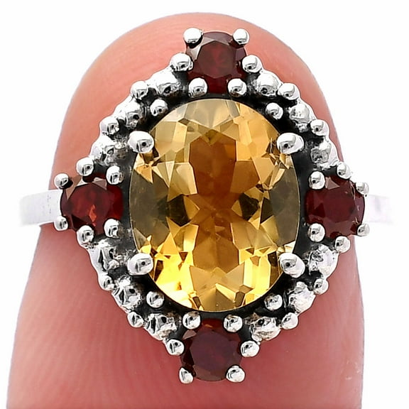 Natural Citrine & Garnet 925 Sterling Silver Ring s.8 Jewelry DGR1135_B_8 R-1017