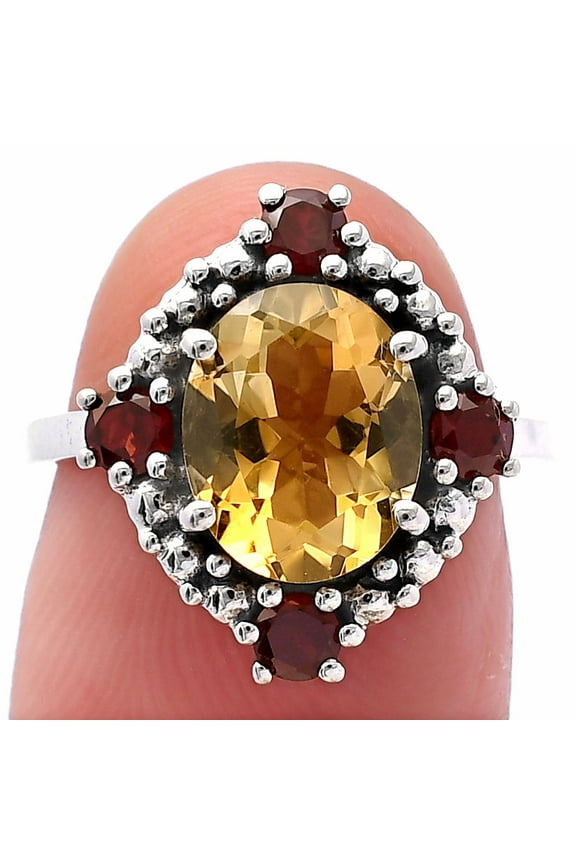 Natural Citrine & Garnet 925 Sterling Silver Ring s.8 Jewelry DGR1135_B_8 R-1017