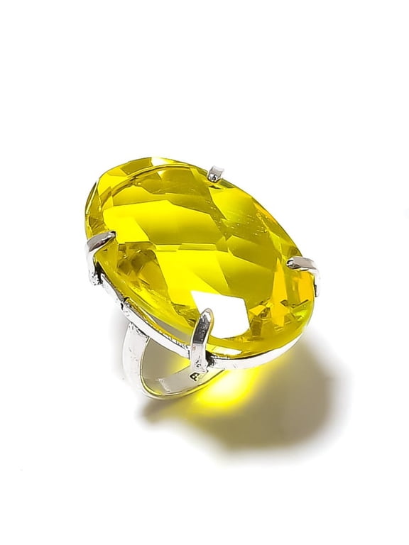 Natural Citrine Gemstone Handmade 925 Sterling Silver Gift Ring Size 10