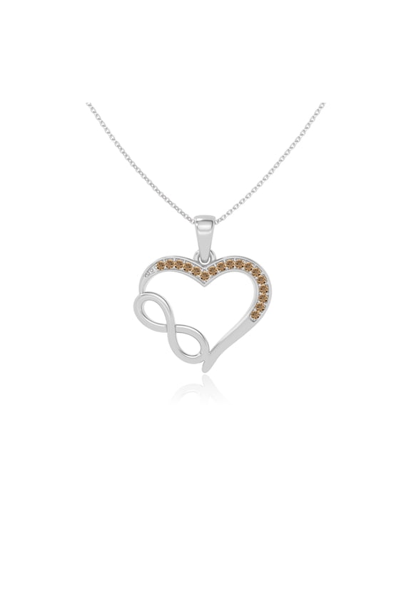 Natural Citrine Infinity Heart Pendant Necklaces for Women in Sterling Silver, November Birthstone Jewelry Gifts for Her Birthday, Wedding Anniversary, Mothers Day ,Christmas, Graduation,Valentines