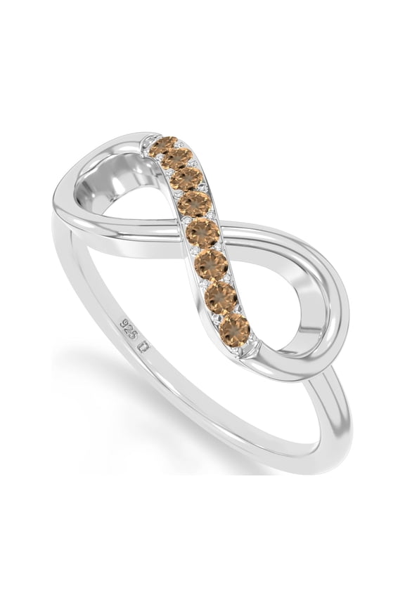 Natural Citrine Infinity Promise Rings for Women in Sterling Silver, November Birthstone Jewelry Gifts for Her Birthday, Wedding Anniversary, Graduation, Christmas, Mothers Day, Valentines (US-10)