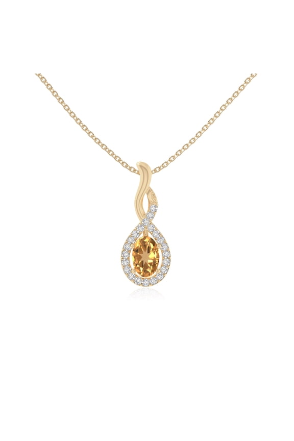 Natural Citrine with Moissanite Infinity Oval Pendant Necklaces for Women in 18K Yellow Gold Vermeil,November Birthstone Jewelry Gifts for Her Birthday,Anniversary,Mothers Day,Christmas,Valentines