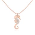 thumbnail image 1 of Natural Citrine with Moissanite Sea Horse Pendant Necklaces for Women in 18K Rose Gold Vermeil,November Birthstone Jewelry Gifts for Her Birthday,Wedding Anniversary,Christmas,Mothers Day,Valentines, 1 of 6
