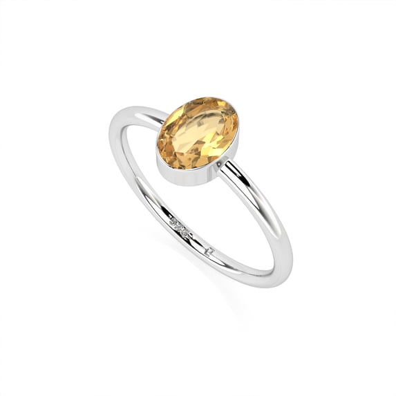 Natural Citrine Oval Shape Rings in Sterling Silver for Women, November Birthstone Jewelry for Her Birthday, Wedding Anniversary, Christmas, Mothers Day