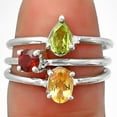 thumbnail image 1 of Natural Citrine, Peridot & Garnet 925 Sterling Silver Ring s.7 Jewelry DGR1120_E_7 R-1159, 1 of 7