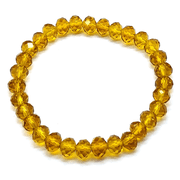 Natural Citrine Quartz 8mm Rondelle Shape Faceted Cut Beads Stretchable Bracelet for Men & Women.