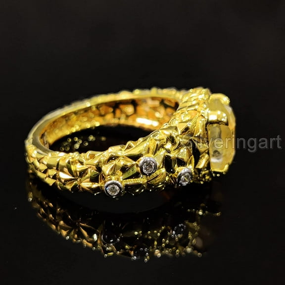 Natural Citrine Ring, Citrine Mens Designer Ring, November Birthstone, Yellow Gold, 925 Sterling Silver, CZ Mens Ring, Christmas, Thanksgiving, Handmade, Statement Jewelry, Mens Ring Citrine Jewelry