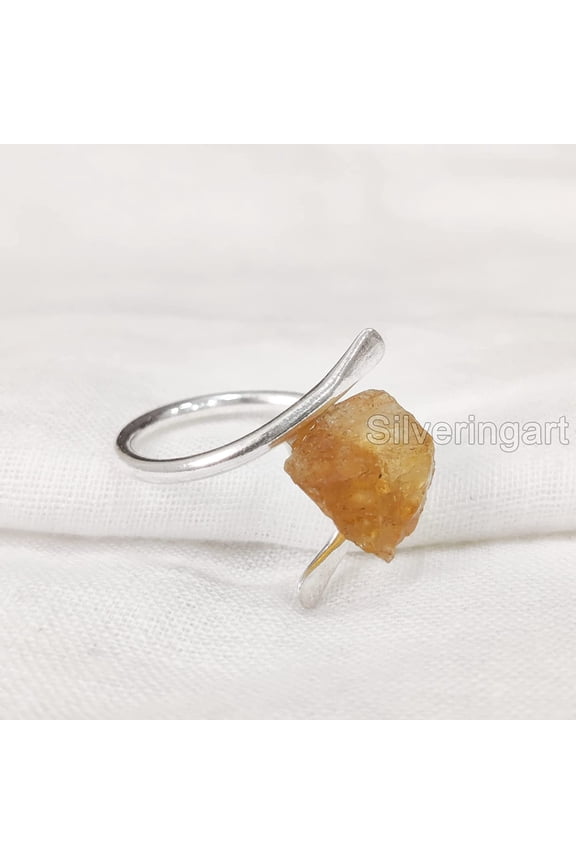 Natural Citrine Ring, Rough Citrine Gemstone Ring, November Birthstone, Boho Ring, 925 Sterling Silver, Womens Ring, Christmas, Thanksgiving, Handmade, Statement Jewelry, Rough Gemstone Jewelry