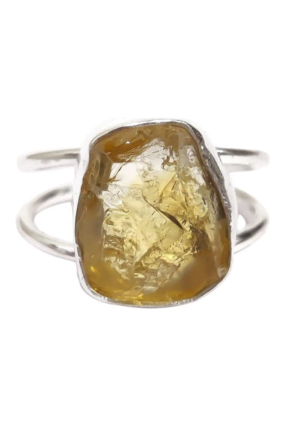 Natural Citrine Ring, Rough Citrine Gemstone Ring, November Birthstone, Dual Band, 925 Sterling Silver, Womens Ring, Christmas, Thanksgiving, Handmade, Statement Jewelry, Rough Gemstone Jewelry