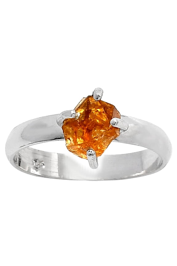 Natural Citrine Rough - Brazil 925 Sterling Silver Ring s.8 Jewelry R-1052 SDR215074